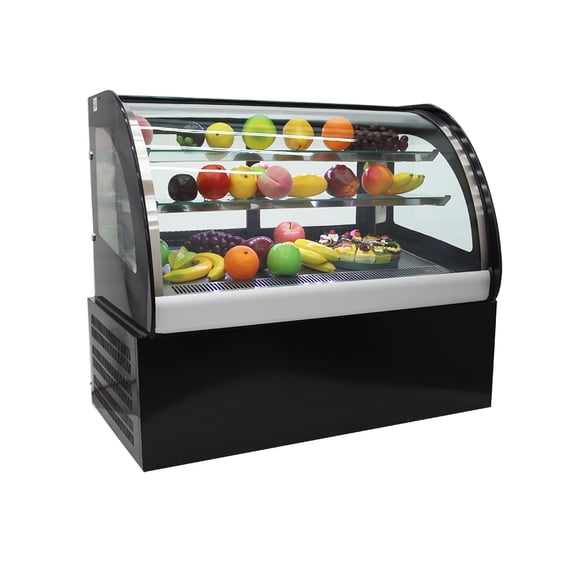 Desktop Refrigerated Cake Display Cabinet 3-layer Curved Food Display Cabinet with LED Light