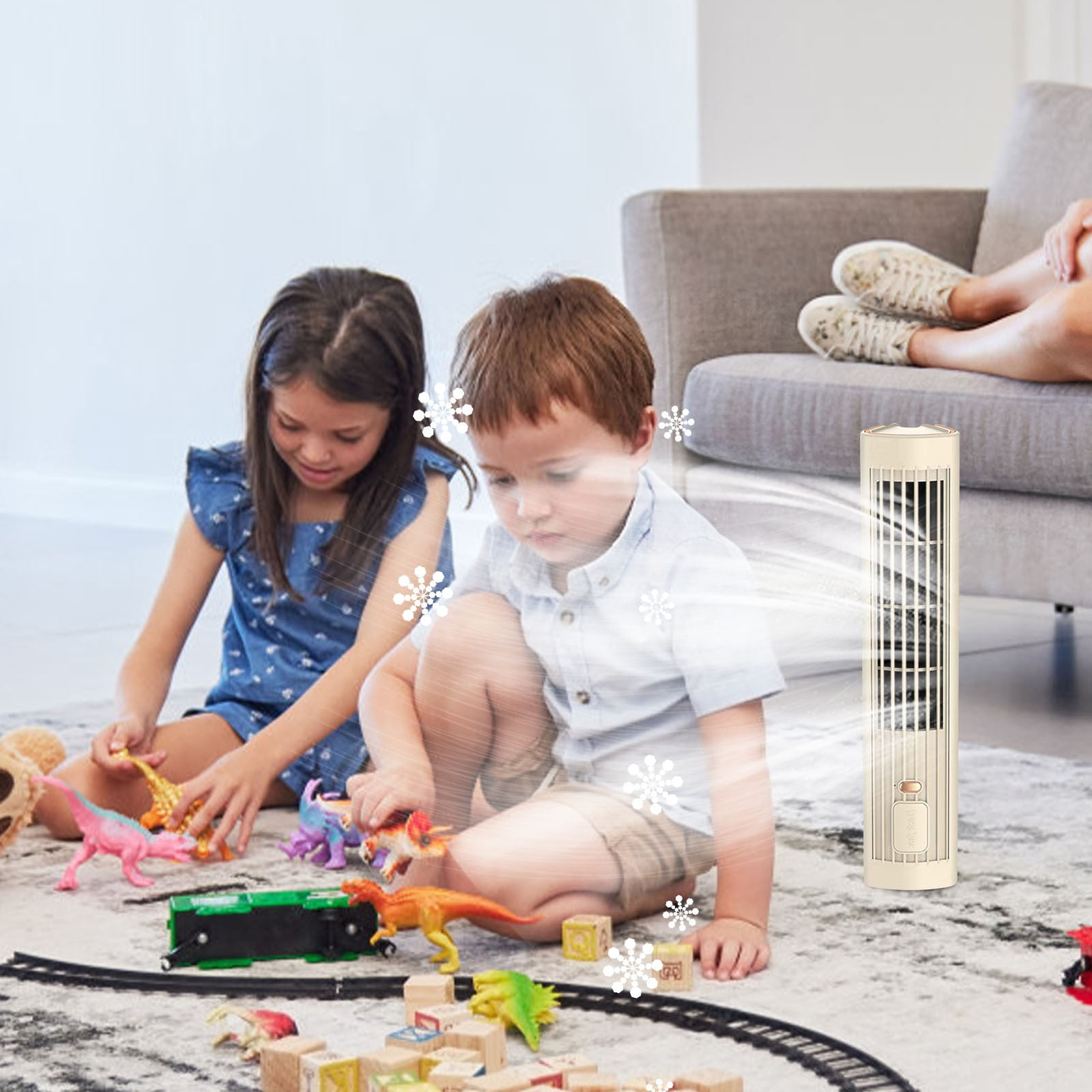 Desktop Remote Control Tower Fan, USB Charging Silent Vertical Home ...