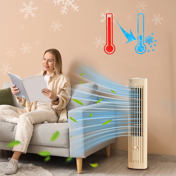Desktop Remote Control Tower Fan, USB Rechargeable Quiet Personal Fan, Compact Cylindrical Air Circulator for Home and Office Use with Magnetic Levitation Motor and Adjustable LED Light