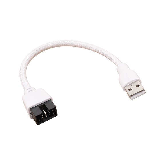 Desktop Repair USB Adapter Cable 20cm White Braided USB A to Motherboard 9 Pin Connector with Shielded Design for Internal USB2.0 Data Tasks