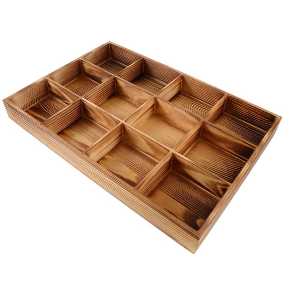 Wooden Tea Box with 12 Compartments for Tea Bags and Sugar Packets Storage