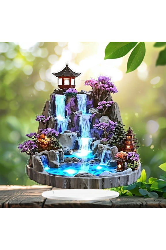 Desktop Rockery Flowing Water, Usupdd Exquisite 2D Feng Shui Fountain Ornament, Compact Continuous Circulation Desktop Decor for Living Room