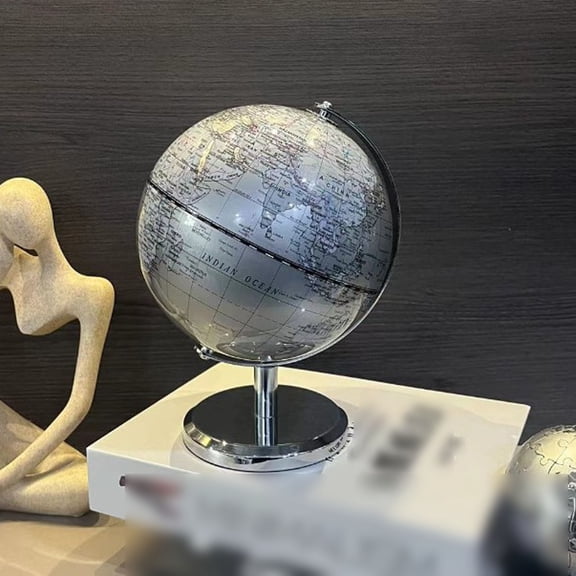 Desktop Rotating World Globe with Metal Stand and Classic Hourglass Set for Office Study Educational Decoration Display