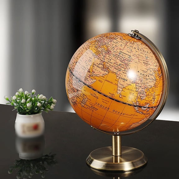 Desktop Rotating World Globe with Metal Stand and Classic Hourglass Set for Office Study Educational Decoration Display