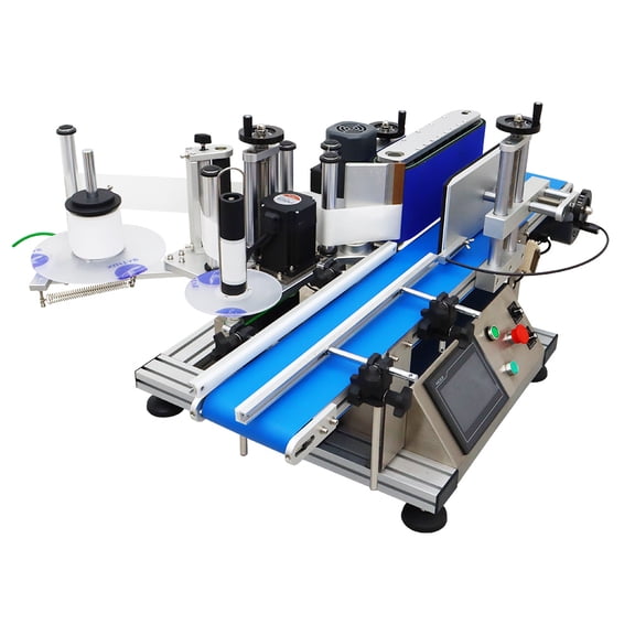 Desktop Round Bottle Labeling Machine Conveyor Type Label Applicator Automatic Label Maker