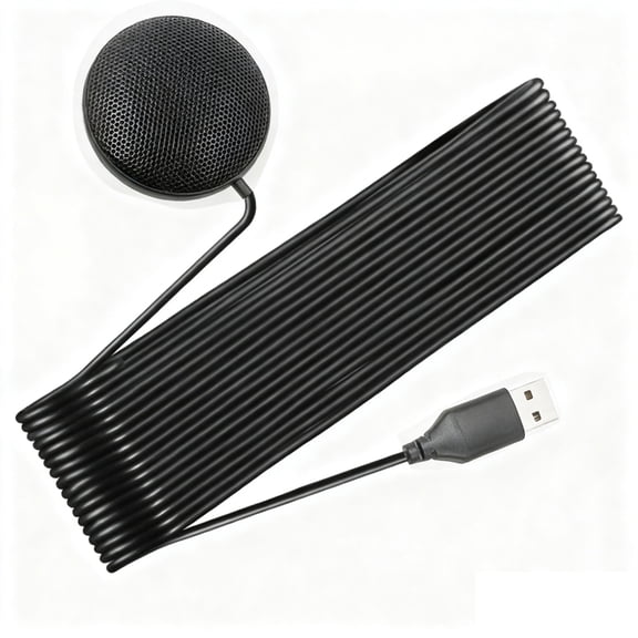 Desktop Round Omnidirectional Pickup Microphone intelligent LED Light 3.5mm/USB for Online Meeting Conference Recording