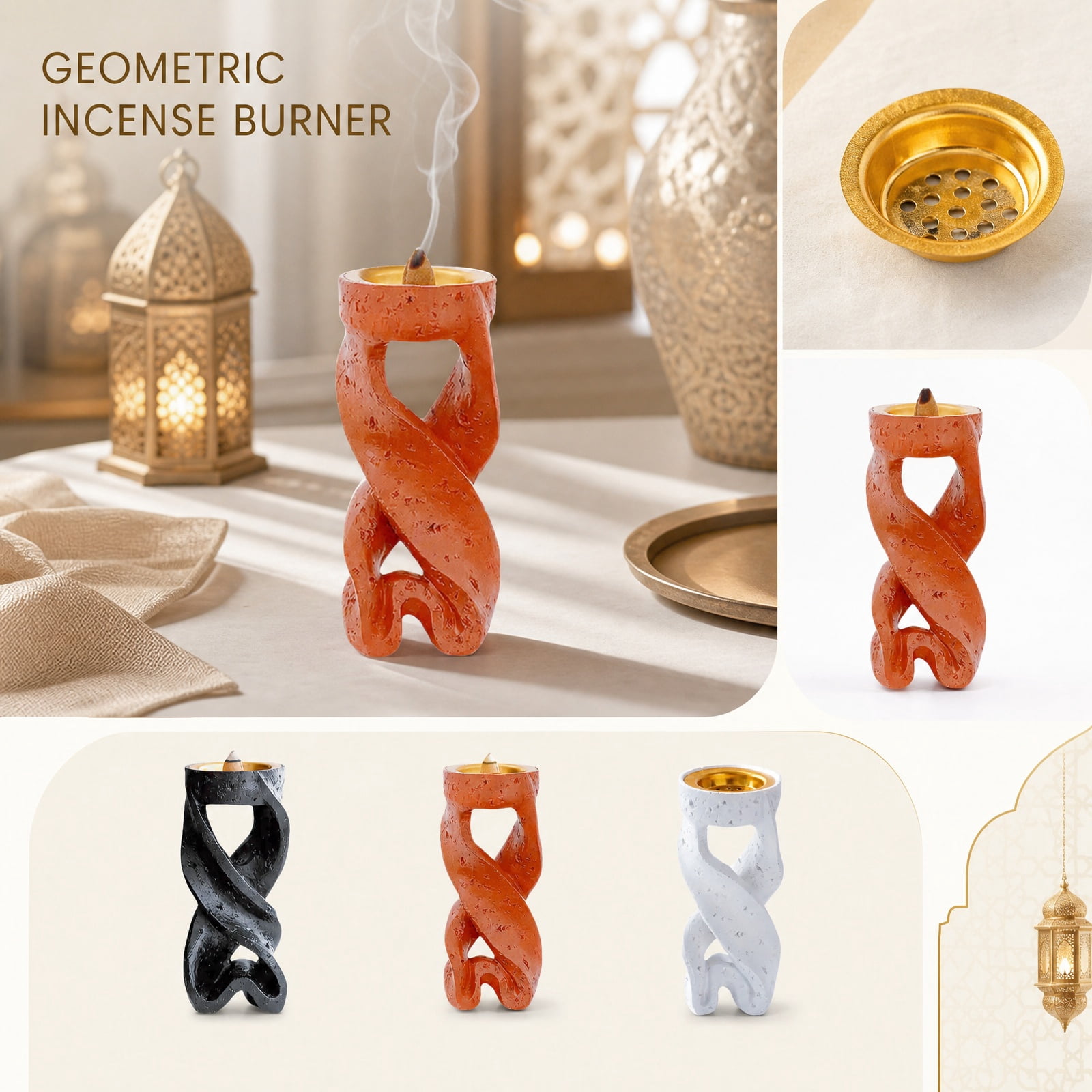 Scented Display Stand, Resin Backflow Incense Burner, Geometric