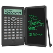 Desktop Scientific Calculator with Erasable Writing Board, 10-digit LCD Display Foldable Desk Calculator, 2 Line Physics Calculator for School Students, Financial, Office, Business, Engineering