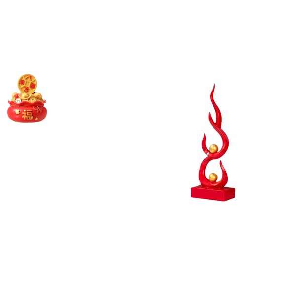 Desktop Sculpture Abstract Fire Statue Treasure Basin Resin Craft Lightweight Design for Living Room Office Decor