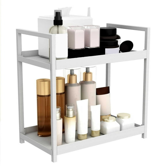 Desktop Shelf - Double Layer Desktop Storage Rack, Freestanding Small Bookshelf | Adjustable Desktop Shelf Organizer, Kitchen Counter Display Rack for Cosmetics, Books