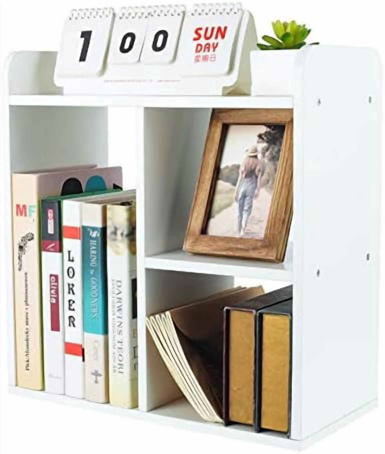 Desktop Shelf Freestanding Wood Small Bookshelf Desk Supplies ...