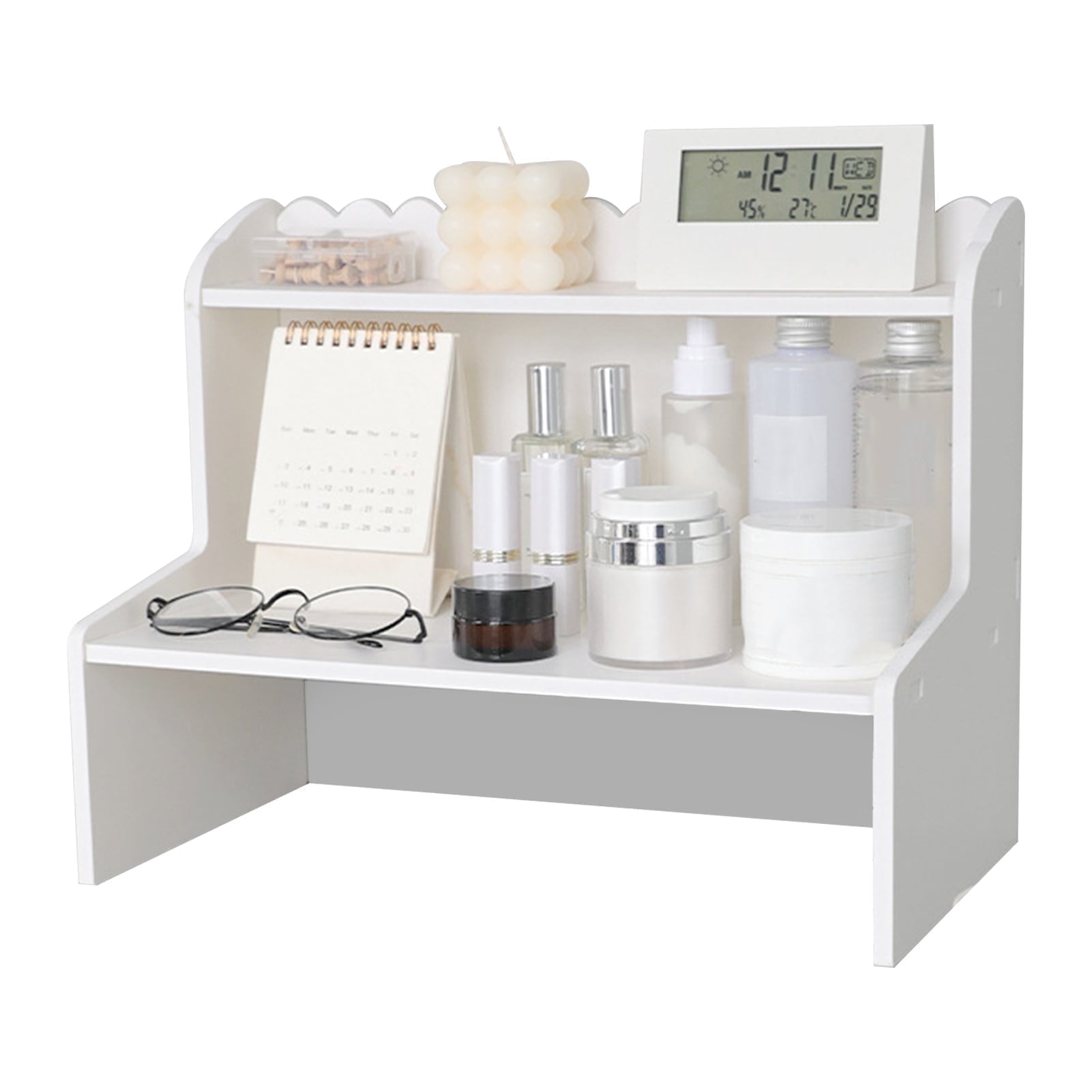 Desktop Shelf Organizer Office Storage, Expandable Bookshelf Display Rack, Versatility Office Supplies Desk Organizer, for makeup storage, desktop storage L 46.5*21*30cm