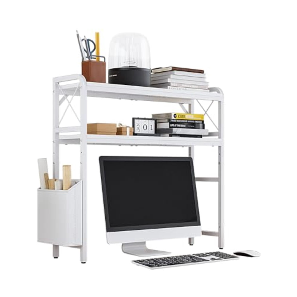 Desktop Shelves Monitor Stand with Adjustable Shelves and Side Pockets ...