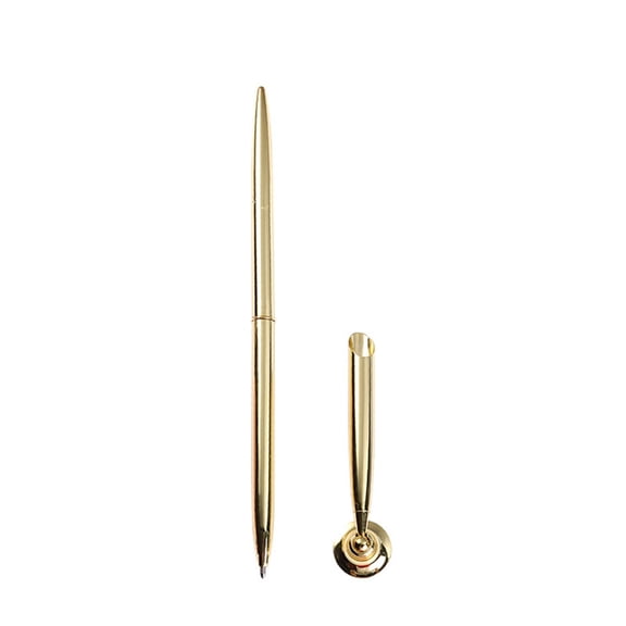 Desktop Signing Pen Twist Action Ballpoint Pen with Metal Stand Business Signing Pen for Wedding Guest Sign In Pen