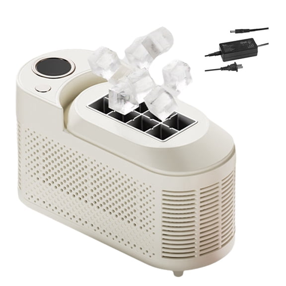 Desktop Small Ice Maker Mini and Convenient Home and  Camping Car Cube Ice Making Automatic Ice Box US Plug White