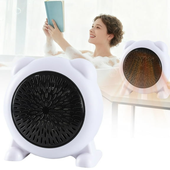 Desktop Small Room Heater with Fan, Rechargeable Heater with Fast Heating, Portable 500W Electric Warmer, Air Warm & Cool Dual-Function, Suitable for Offices Dormitories and Home Workspaces (White)