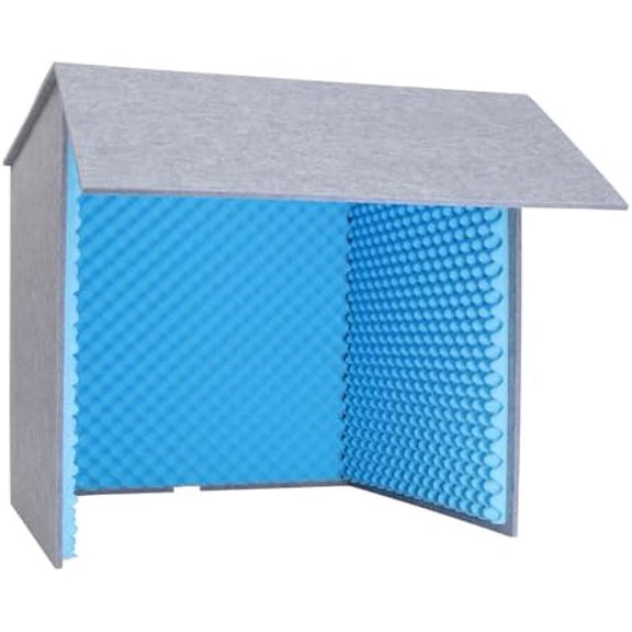 Desktop Soundproof Cover,31.4Inch Vocal Sound Absorbing Shield,Microphone Isolation Booth Cube for Office,Home Studio,Blue+Gray$$Music