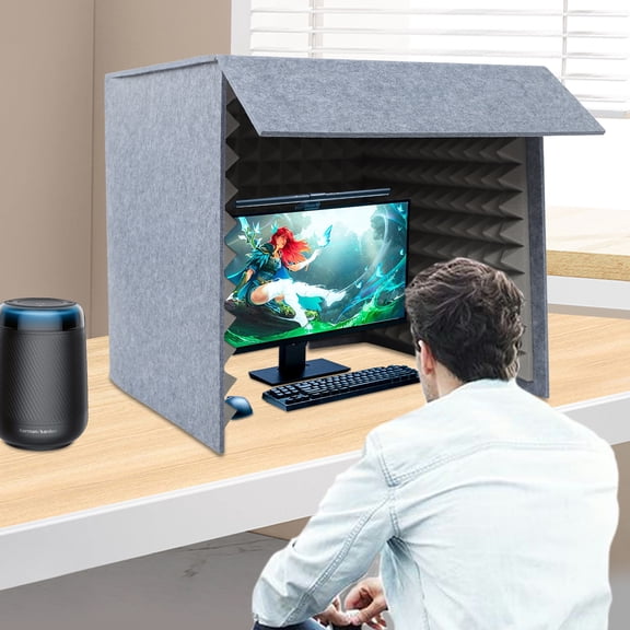 Desktop Soundproof Cover Noise Isolation Booth Vocal Sound Absorbing Shield 6060cm