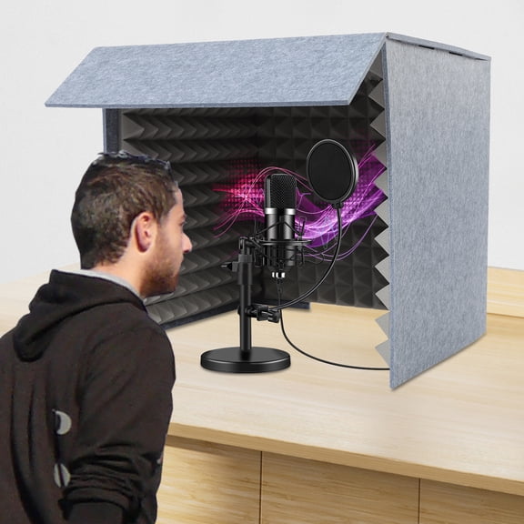 Desktop Soundproof Cover, Portable Vocal Recording Booth, Vocal Sound Absorbing Shield 6060cm
