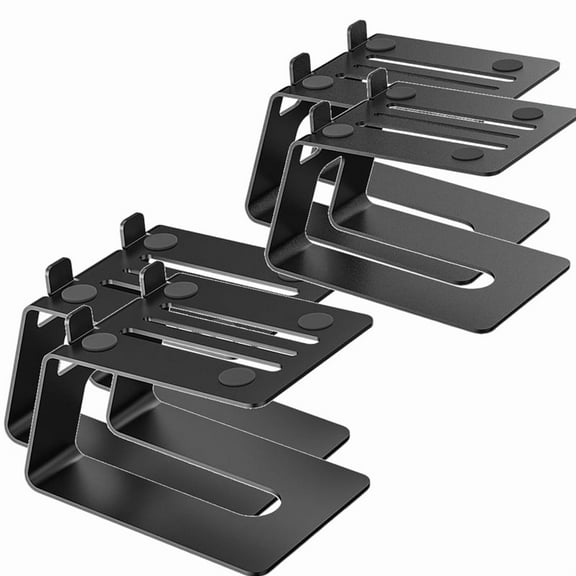 Desktop Speaker Stands, 2 Pair, Studio Monitor Riser with Vibration Dampening Pad and 5 Tilt Design Improve,2 Pair * Speaker Stands,Black