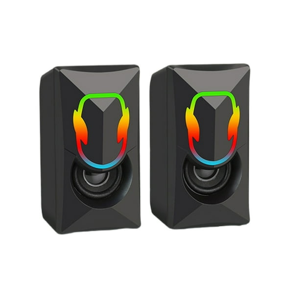 Desktop Speaker USB Corded Computer Loudspeaker 52mmx2 Diaphragm with RGB Light