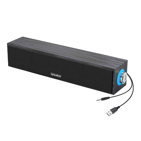 Desktop Speakers USB Powered, Usupdd Silver Small LED Speaker for Home Laptop, Wired Computer Audio with Volume Control for Desktop, Black