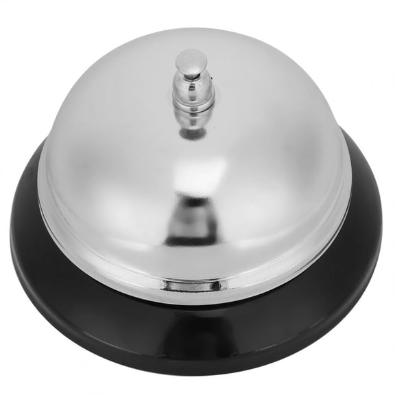 Desktop Stainless Steel Service Call Ring Bell Set for Reception Hotel Restaurant, Loud and Clear Ringing, Silver & Black, 3 Count (S Size, 3.3 x 2.4 in / 8.5 x 6 cm)