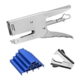 thumbnail image 1 of Desktop Stapler Heavy Duty, 1 Set Handheld Plier Stapler No Jam with Staples Remover and 1000 Blue 26/6 Staples Set for Office Supplies Workplace Paperwork Cardboard, Silver, 1 of 6