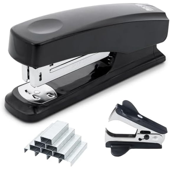 Desktop Stapler with 25 Sheet Capacity, Two Binding Modes, Basic Stapler Set with 1000 Staples and Remover, Durable Staplers for Office Home (Black)
