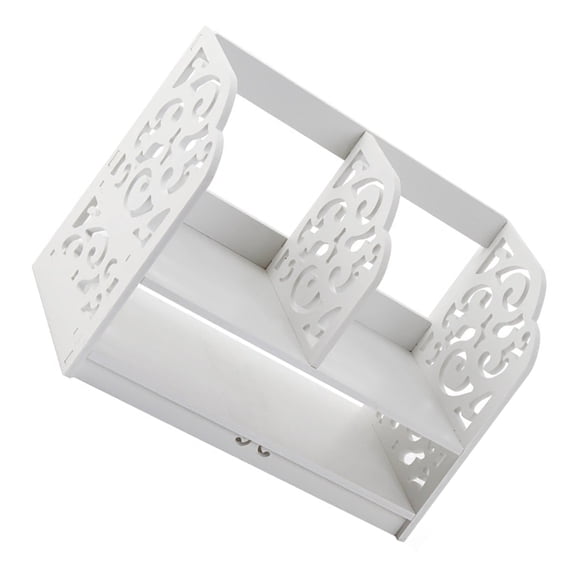 Luxshiny Book Shelf Organizer White Wood Plastic Composites Board 1Set 15.6X11.6X8.1In