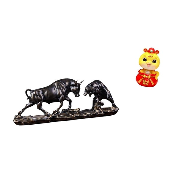 Desktop Statue Bull Bear Snake Resin Craft Decoration for Office Desk Home Living Room Collectors