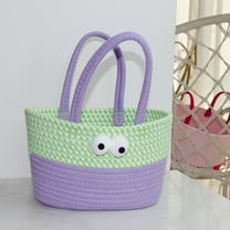 Desktop Storage Basket,Woven Cotton Thread Storage Basket,Wide Applicability,Classification of Miscellaneous Items,Beautiful Decoration,Easy to Clean,Portable Handle,Strong Load-Bearing,Green Color