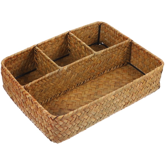 NIAIZEK Yellow Seagrass Rectangular Storage Basket for Snacks, Home Organization, Kitchen, and Decorative Storage