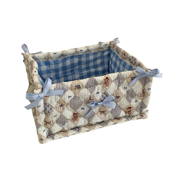 Desktop Storage Basket for Snacks Sundries Cosmetics - Cotton Organizer in Pink Purple Blue Brown 28x19.5x14cm
