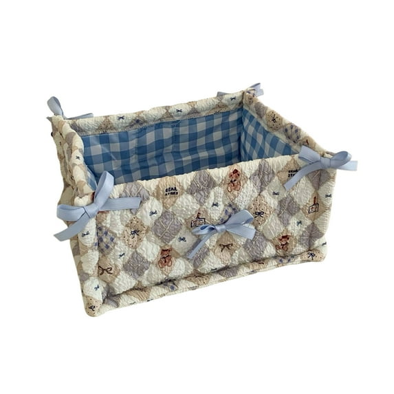Desktop Storage Basket for Snacks Sundries Cosmetics - Cotton Organizer in Pink Purple Blue Brown 28x19.5x14cm