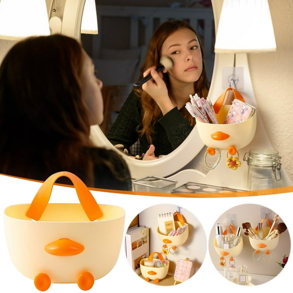 Desktop Storage Basket with Handles for Snacks, Kitchen, Bathroom, Office, Plastic Organizer for Small Items