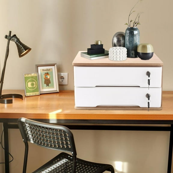 Desktop Storage Box Desk Organizer Desktop Storage Box with Lockable Drawers