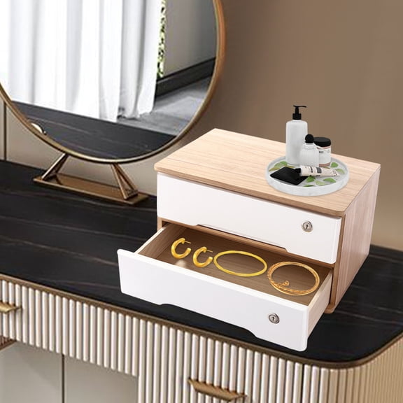 Desktop Storage Box Desk Organizer Desktop Storage Box with Lockable Drawers