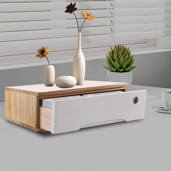 Desktop Storage Box, Desktop Storage Box with Lockable Drawer, Office Supplies Drawer Organizer