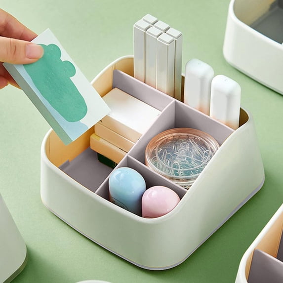 Desktop Storage Box, Divided Stationery Organizer, Office Supply Caddy ...