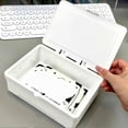 thumbnail image 1 of Desktop Storage Box With Flip Cover,Large Capacity Plastic Stationery Organizer,Office Supplies Storage Container With Lid,Minimalist Tabletop Sundries Organizer For Home Study Classroom Desk, 1 of 7
