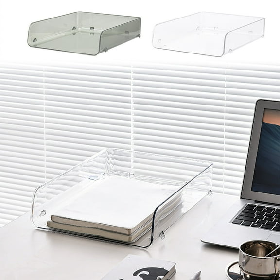 Desktop Storage Box Organizer Stackable Acrylic File Box for Desk Organizing with Clear Compartments for Easy Access and Efficient Clutter Control for Home Office and Workspace Organization