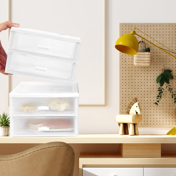 Desktop Storage Drawer Organizer Large Capacity – Transparent Cover | Plastic Desktop Shelf | Multi-Purpose Desk Organizer | 16.5×13.2×11cm | 1 Pack