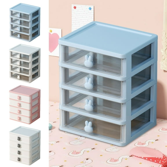 Desktop Storage Organizer 3-Drawer Plastic Box Clear Stackable Small Storage Cabinet with Smooth Pull-Out Drawers for Makeup Office Supplies Organization Home Office Dorm 17x14.5x21cm