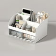 thumbnail image 1 of Desktop Storage Organizer Box with Drawer | Plastic Small Drawer Cabinet for Office Desk Stationery Supplies | Multipurpose Countertop Storage for Home Dormitory Classroom Makeup Sundries, 1 of 6