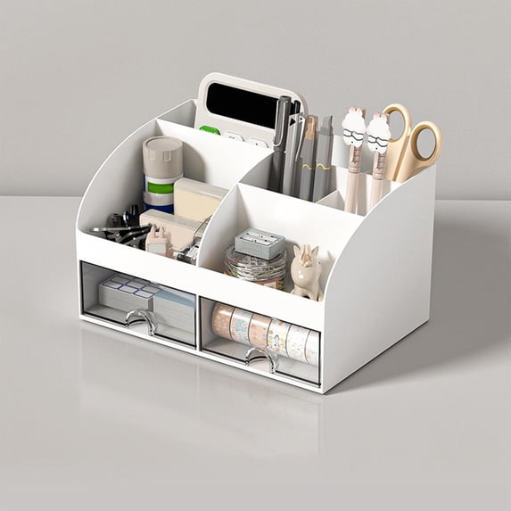 Desktop Storage Organizer Box with Drawer | Plastic Small Drawer Cabinet for Office Desk Stationery Supplies | Multipurpose Countertop Storage for Home Dormitory Classroom Makeup Sundries