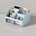 thumbnail image 1 of Desktop Storage Organizer Box with Drawers for Office Desk Supplies | Plastic Small Storage Cabinet for Stationery, Makeup, and Sundries | 2-Tier Clear Drawer Unit for Dorm Room, Home, or Work, 1 of 6