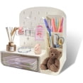 thumbnail image 1 of AOBAIWO Desktop Storage Organizer,Cave Board Stand Organizer with Drawers,Desktop Storage Rack with Pegboard Hooks Multifunctional Pen Holder Desk Tidy Organiser for Office Supplies Home, 1 of 7