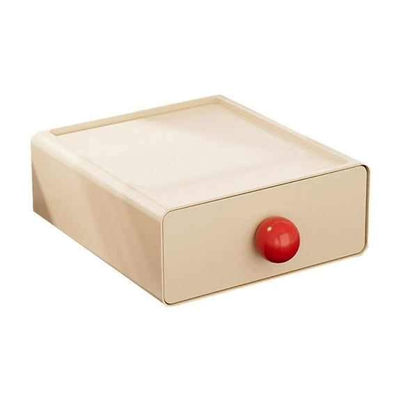 Desktop Storage Organizer Drawer Style Stackable Plastic Desk Stationery Box Small Office Supply Sorter for Pens Cosmetics Accessories Foyer Entryway Key Holder Rack 7.9 x 7.9 x 3 Inch White