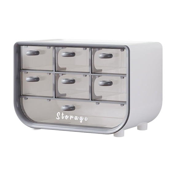 Desktop Storage Organizer, Multi-Drawer Storage Box with Transparent Drawers, Large Capacity Desk Organizer for Cosmetics Stationery Jewelry, Compact Desktop Organizer for Home Office Dorm